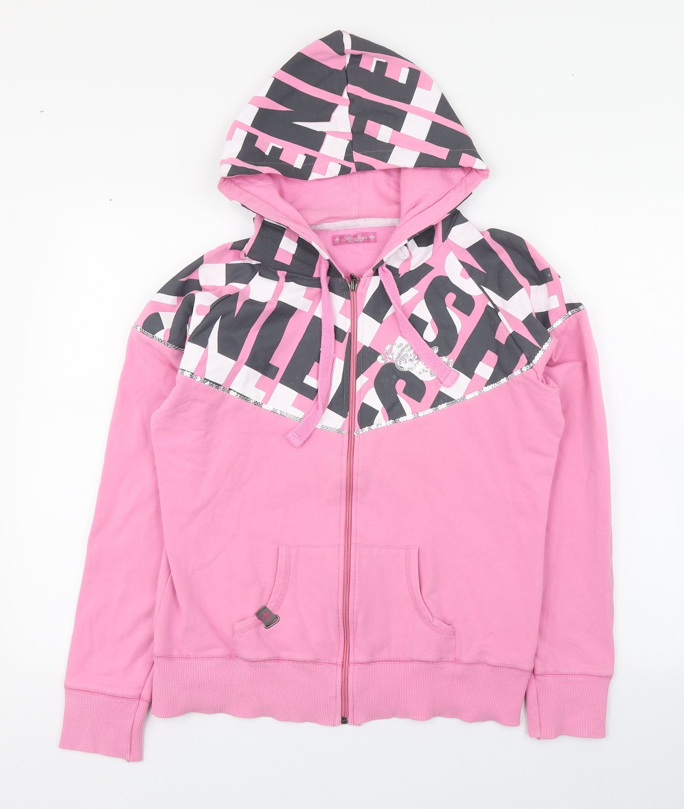 Henleys Womens Pink  Cotton Full Zip Hoodie Size M  Zip
