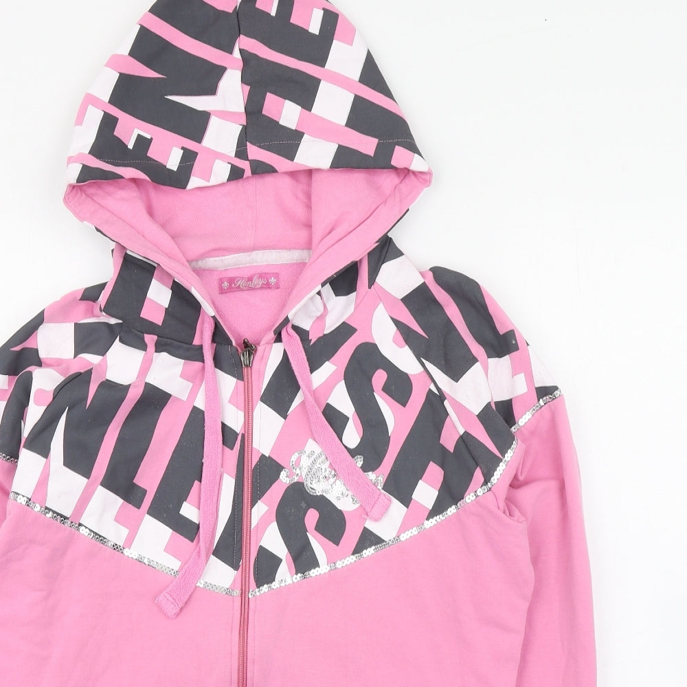 Henleys Womens Pink  Cotton Full Zip Hoodie Size M  Zip