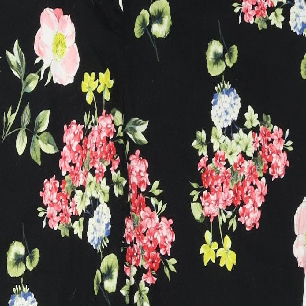 Primark Womens Multicoloured Floral Cotton Trousers  Size 10 L25 in Regular Zip