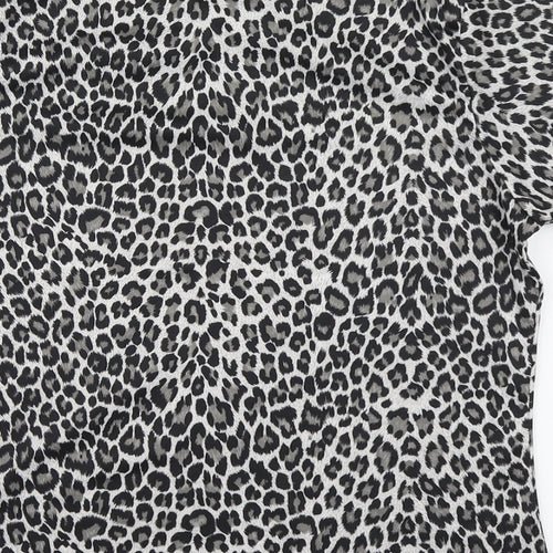 Sara Woman Womens Grey Animal Print Polyester Basic T-Shirt Size 10 Round Neck