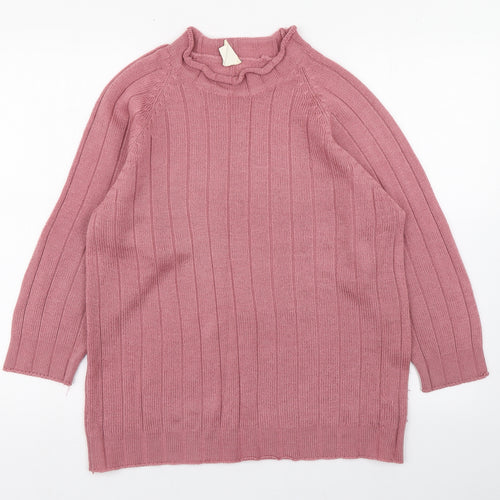 Casual Corner Womens Pink Round Neck  Acrylic Pullover Jumper Size 10