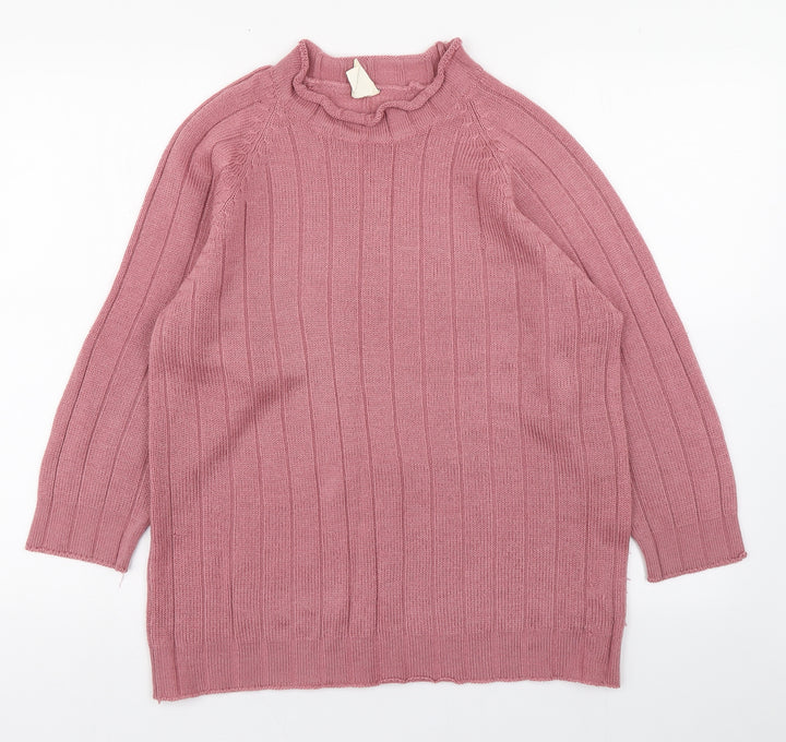 Casual Corner Womens Pink Round Neck  Acrylic Pullover Jumper Size 10