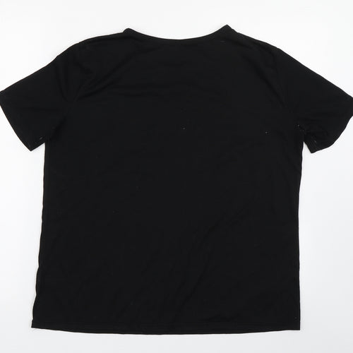 Preworn Womens Black  Cotton Basic T-Shirt Size L Round Neck