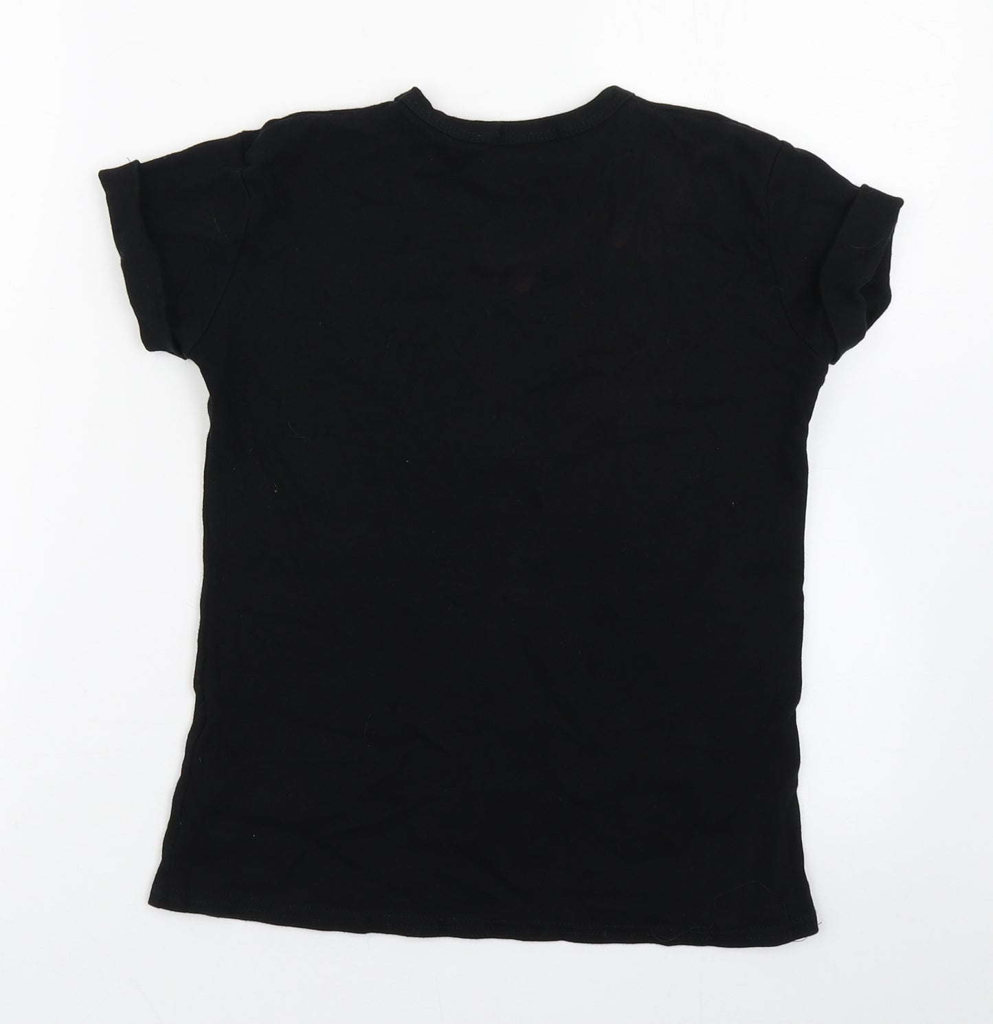 Quiz Womens Black  Cotton Basic T-Shirt Size 8 Round Neck