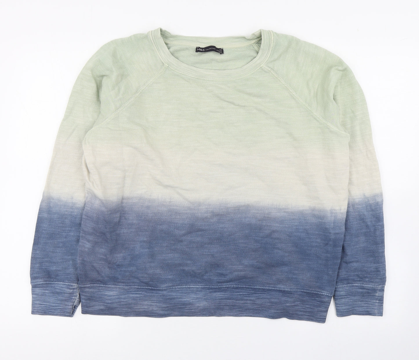 Marks and Spencer Womens Multicoloured Round Neck Striped 100% Cotton Pullover Jumper Size 16