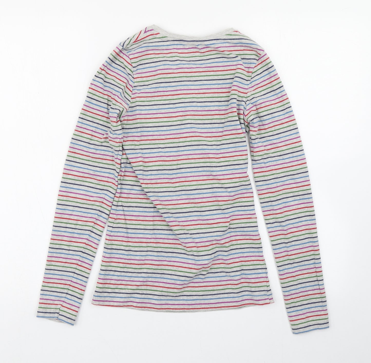 Basics Womens Multicoloured Striped Cotton Basic T-Shirt Size 10 Round Neck