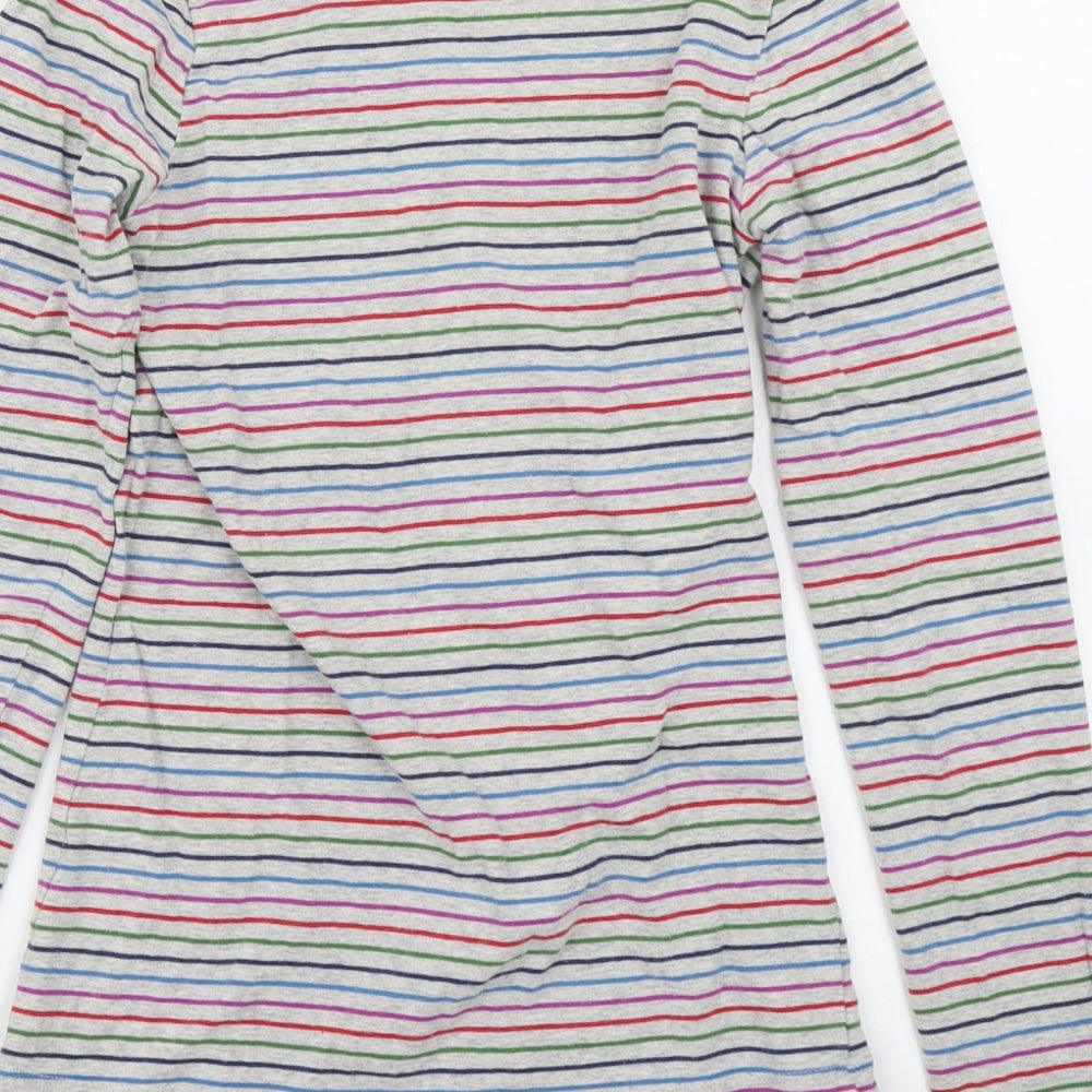 Basics Womens Multicoloured Striped Cotton Basic T-Shirt Size 10 Round Neck