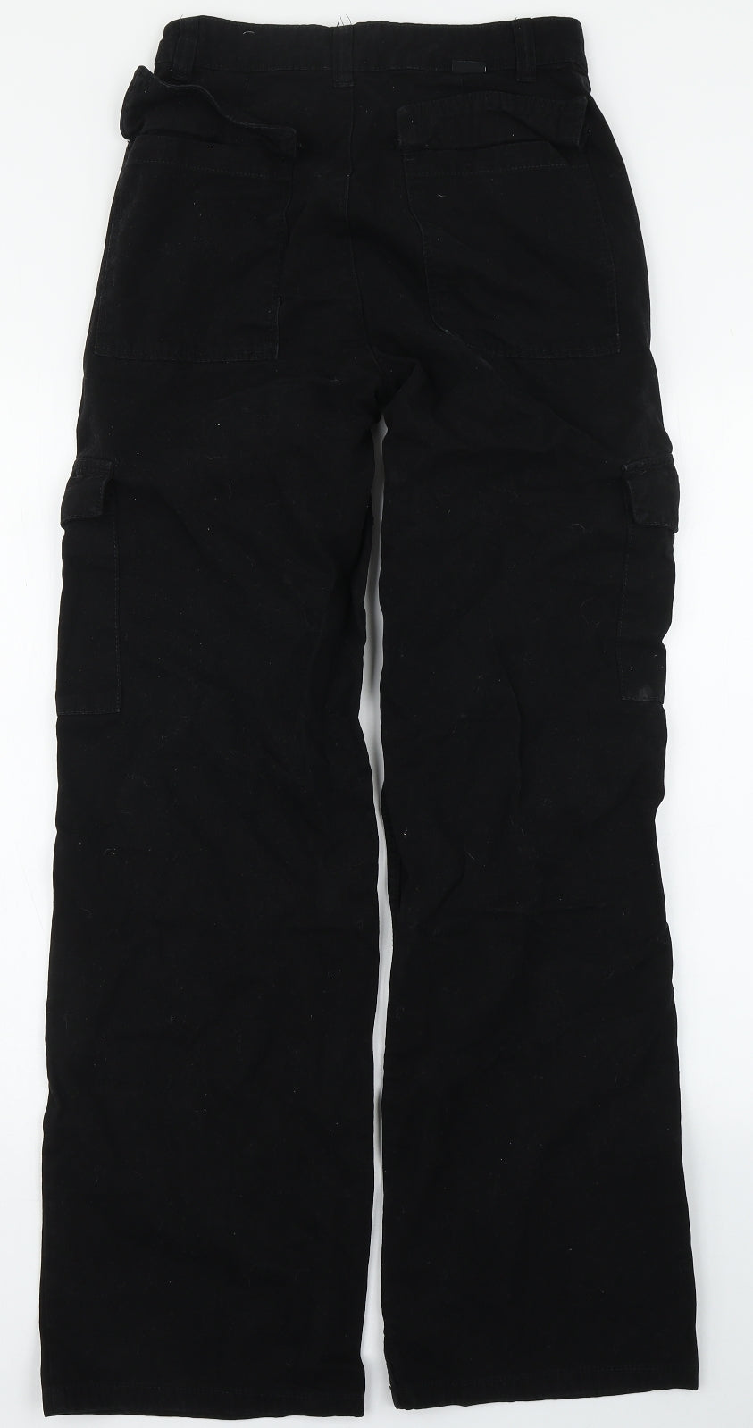 Pull&Bear Womens Black  Cotton Cargo Trousers Size 6 L32 in Regular Zip