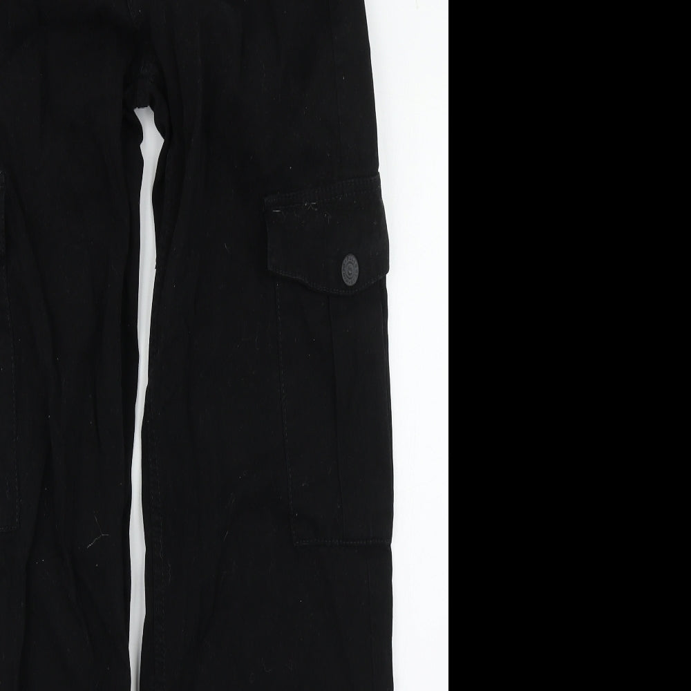 Pull&Bear Womens Black  Cotton Cargo Trousers Size 6 L32 in Regular Zip
