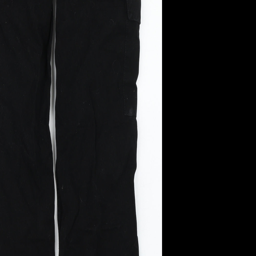 Pull&Bear Womens Black  Cotton Cargo Trousers Size 6 L32 in Regular Zip