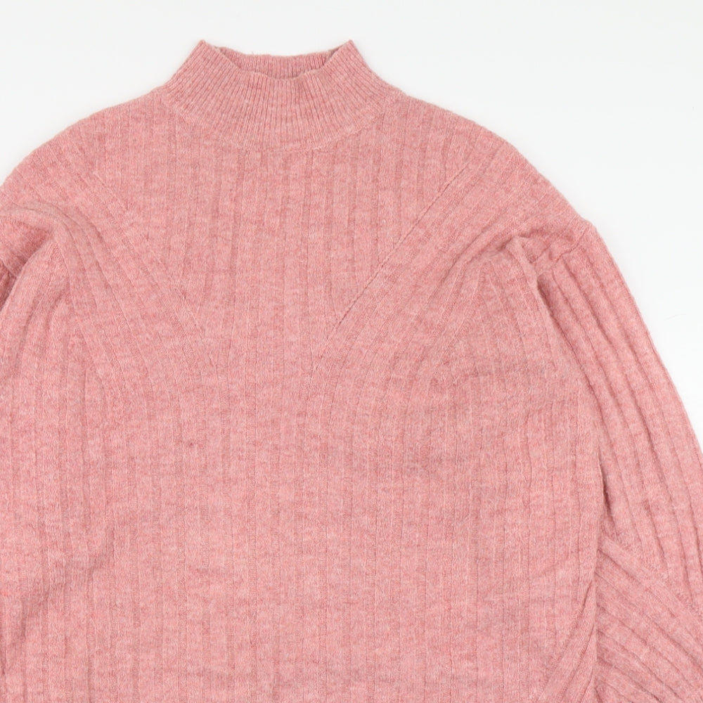 F&F Womens Pink High Neck  Polyester Pullover Jumper Size 10