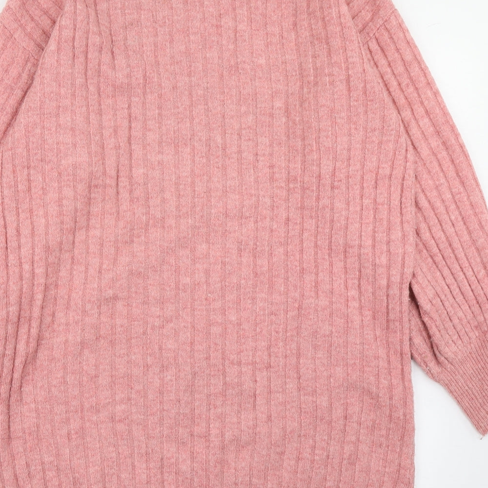 F&F Womens Pink High Neck  Polyester Pullover Jumper Size 10