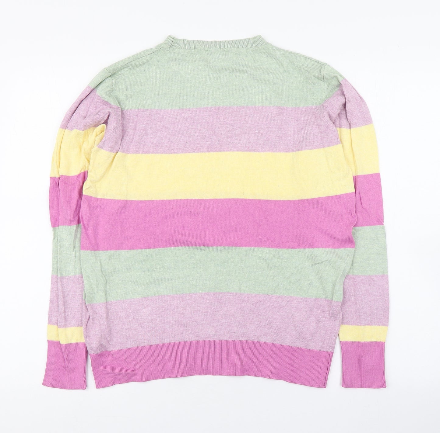 B Young Womens Multicoloured Round Neck Striped Viscose Pullover Jumper Size S