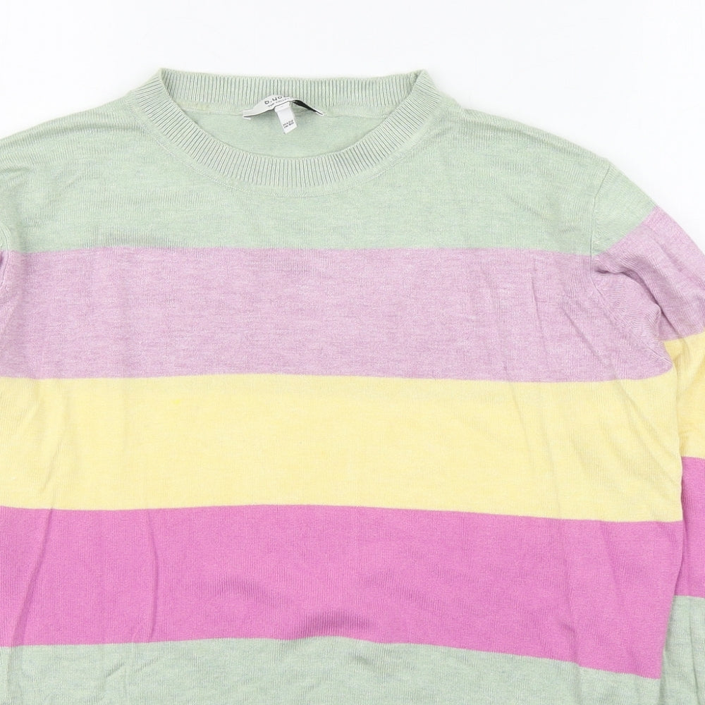 B Young Womens Multicoloured Round Neck Striped Viscose Pullover Jumper Size S