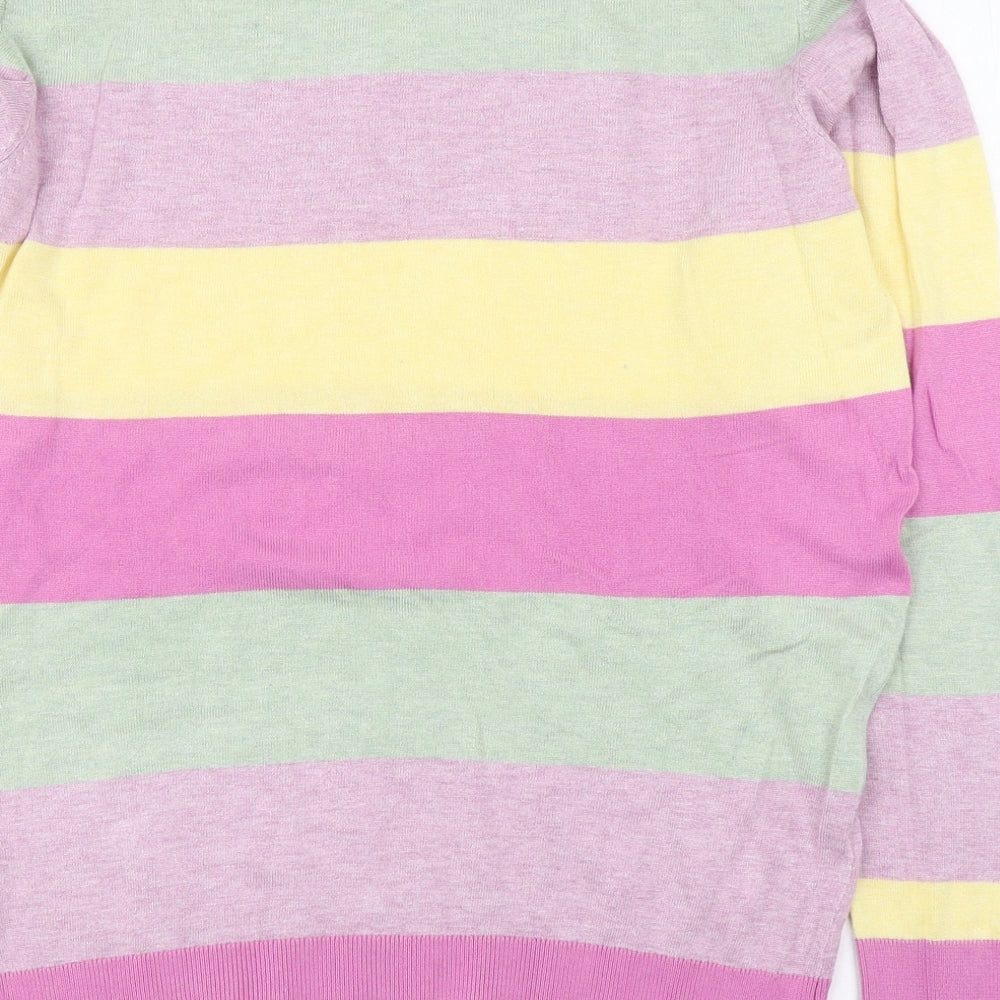 B Young Womens Multicoloured Round Neck Striped Viscose Pullover Jumper Size S