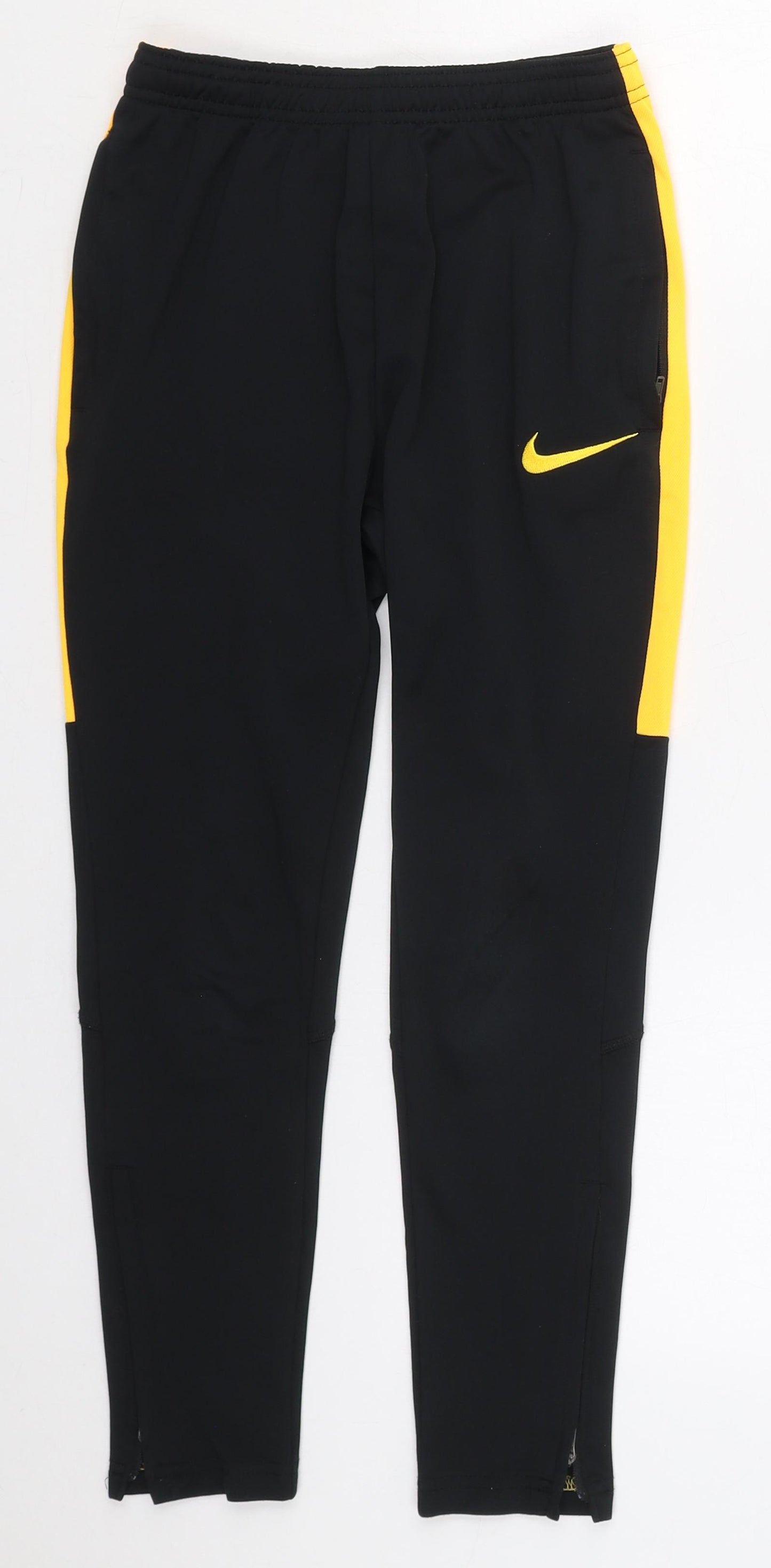 Nike Boys Black  Polyester Sweatpants Trousers Size 8-9 Years  Regular Drawstring - Yellow