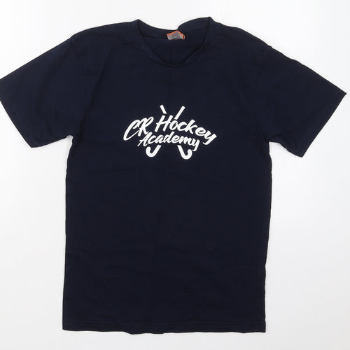 Uneek Boys Blue  Cotton Basic T-Shirt Size 11-12 Years Crew Neck Pullover - CR Hockey Academy