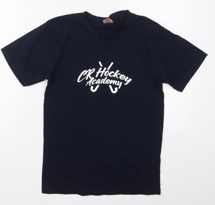 Uneek Boys Blue  Cotton Basic T-Shirt Size 11-12 Years Crew Neck Pullover - CR Hockey Academy
