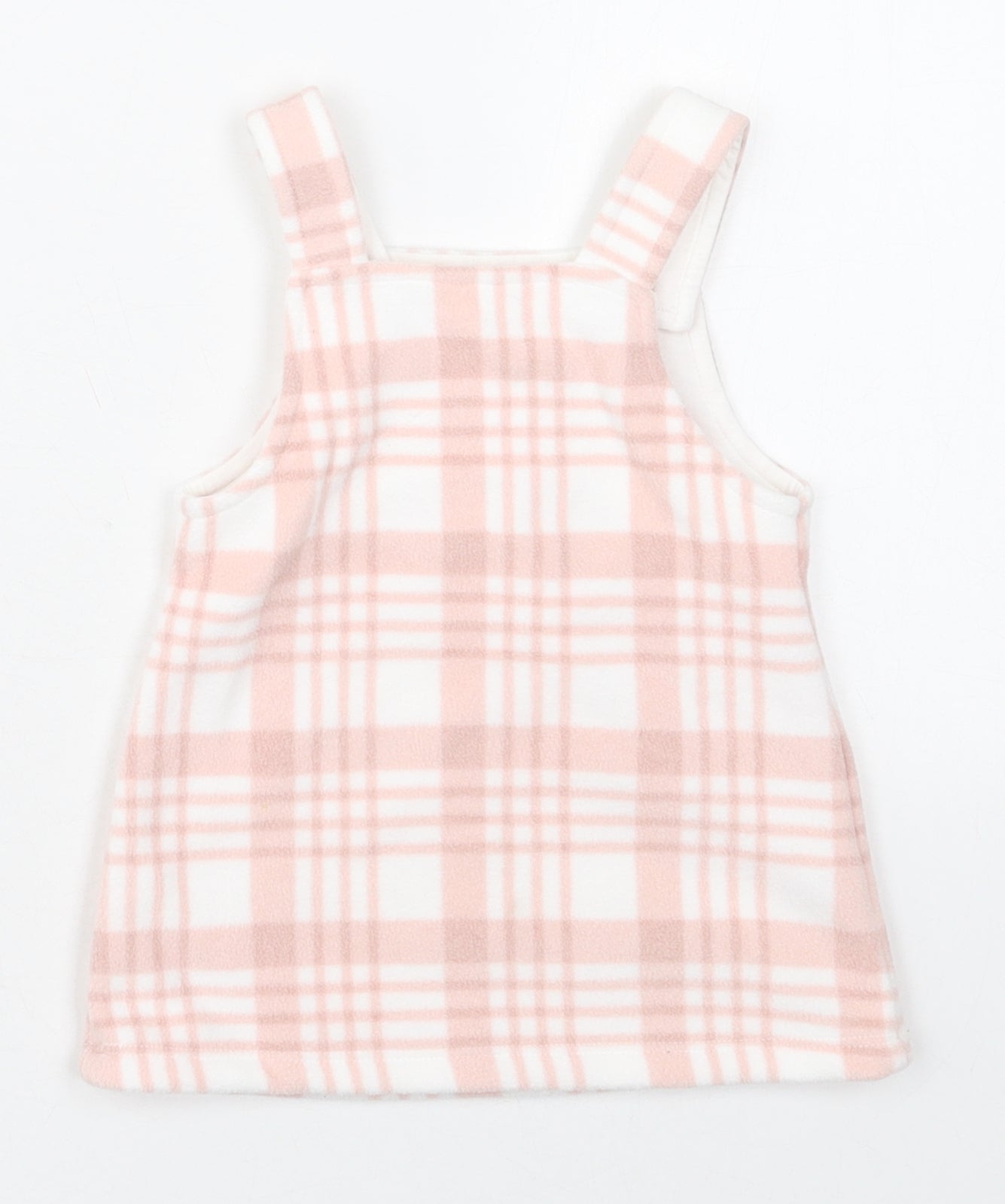 George Girls Pink Check Polyester Pinafore/Dungaree Dress  Size 3-6 Months  Square Neck Button
