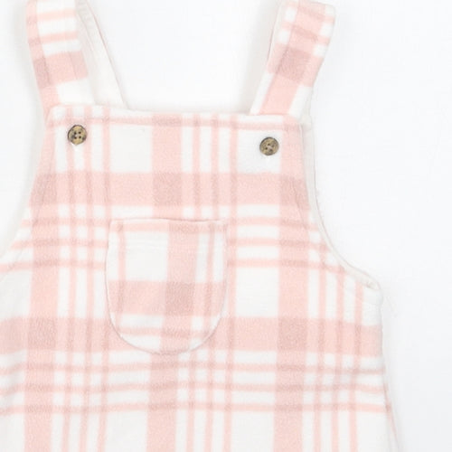 George Girls Pink Check Polyester Pinafore/Dungaree Dress  Size 3-6 Months  Square Neck Button