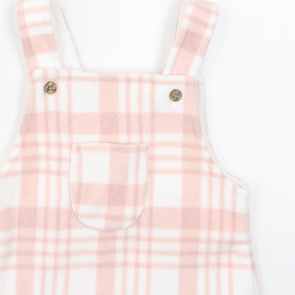 George Girls Pink Check Polyester Pinafore/Dungaree Dress  Size 3-6 Months  Square Neck Button