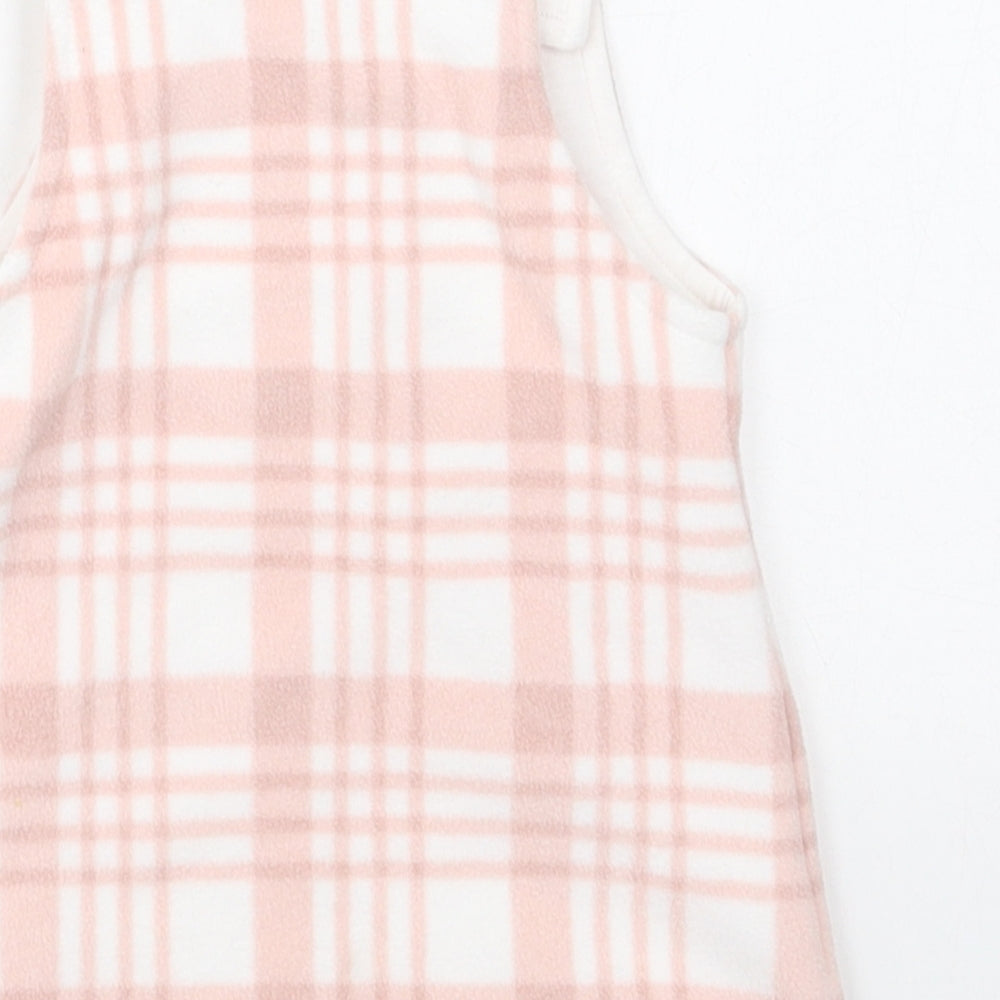 George Girls Pink Check Polyester Pinafore/Dungaree Dress  Size 3-6 Months  Square Neck Button