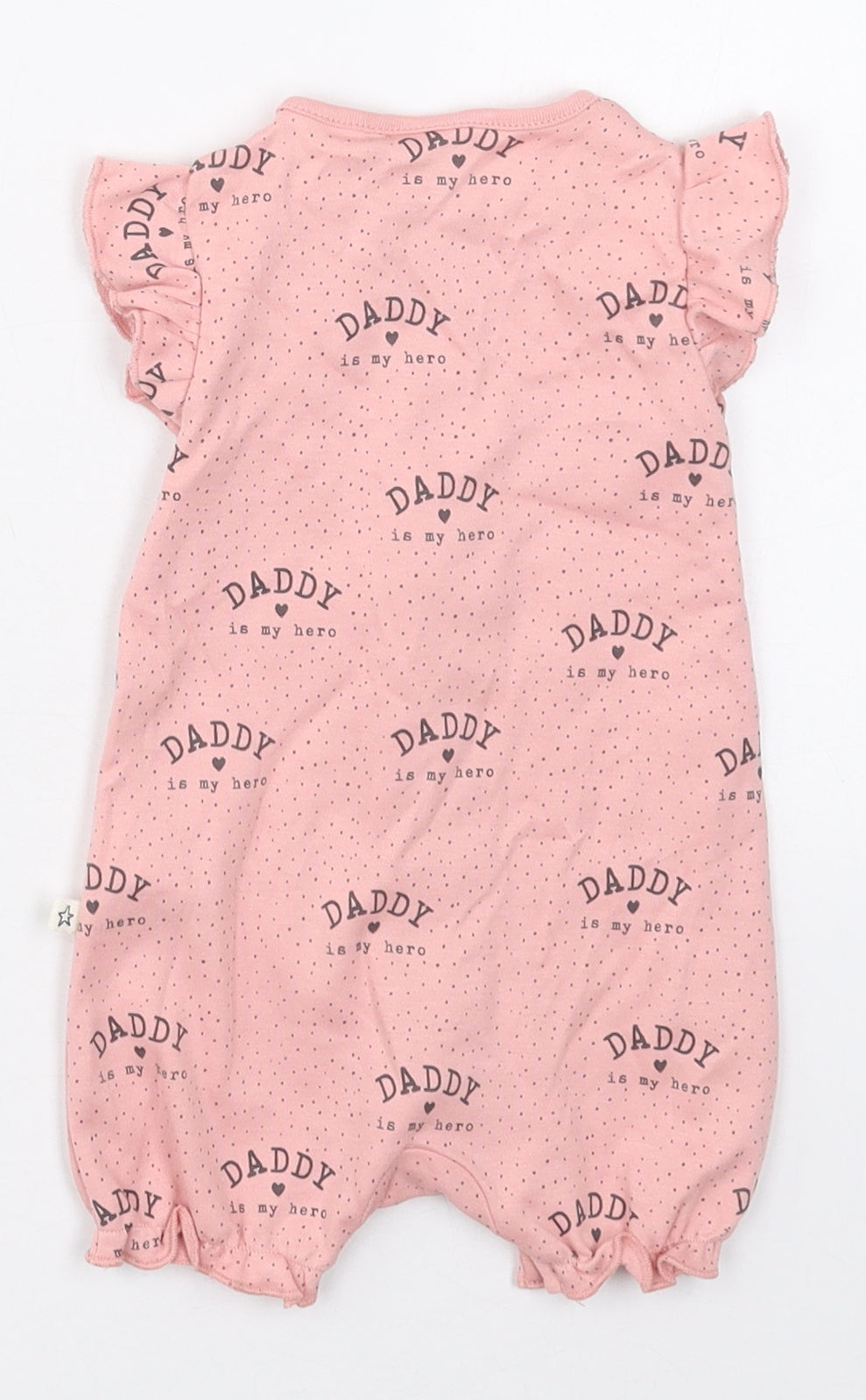 NEXT Girls Pink Polka Dot Cotton Romper One-Piece Size 0-3 Months  Button - Daddy Is My Hero