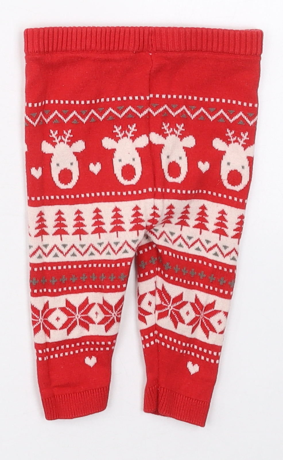 Fred & Flo Girls Red Geometric Cotton Capri Leggings Size 3-6 Months   - Christmas Prints