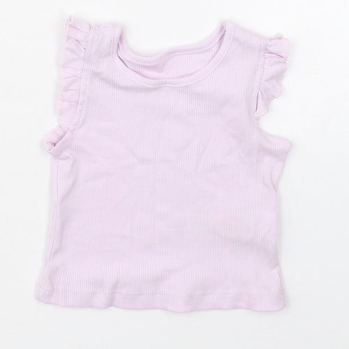 Primark Girls Purple  Cotton Basic Tank Size 0-3 Months Crew Neck Pullover