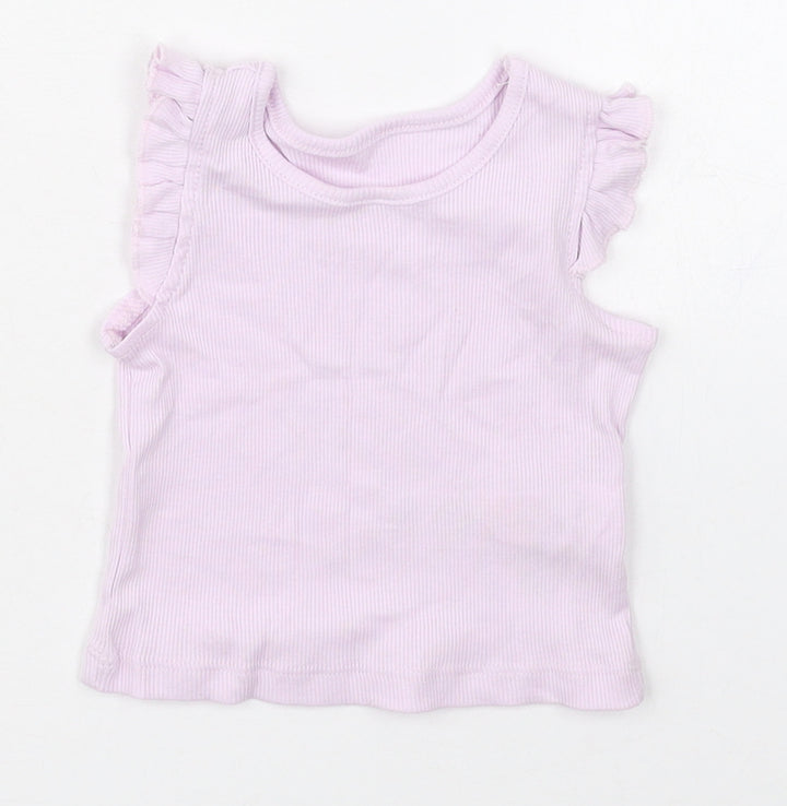 Primark Girls Purple  Cotton Basic Tank Size 0-3 Months Crew Neck Pullover