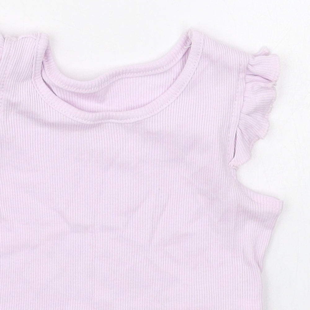 Primark Girls Purple  Cotton Basic Tank Size 0-3 Months Crew Neck Pullover