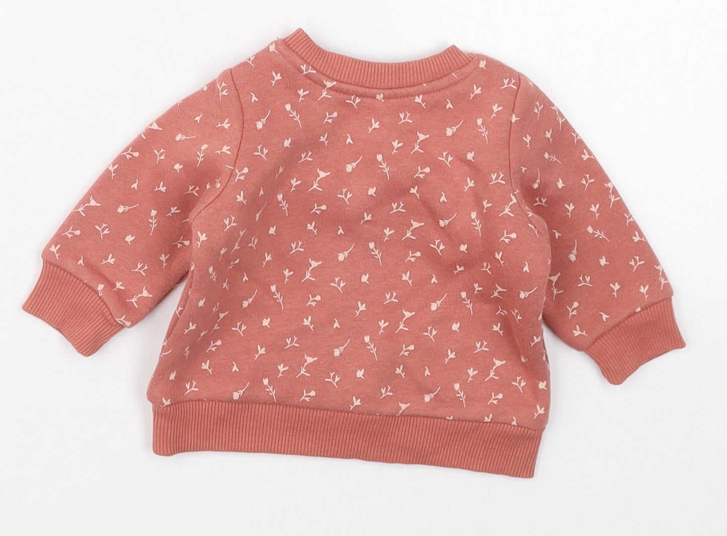 Primark Girls Pink Floral Cotton Basic T-Shirt Size 0-3 Months Crew Neck Pullover