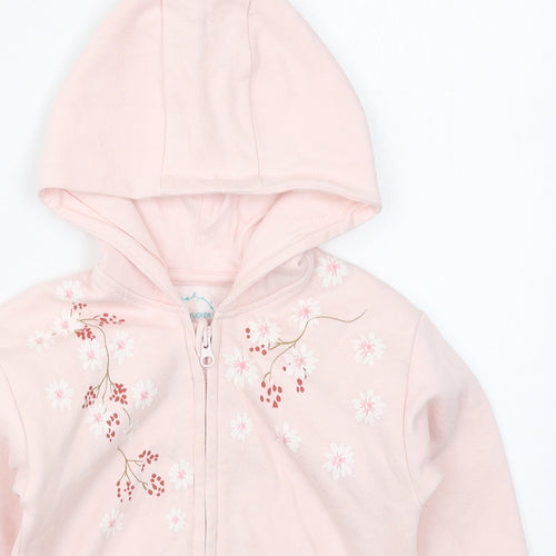 Dunnes Girls Pink Floral Cotton Full Zip Hoodie Size 2-3 Years  Zip
