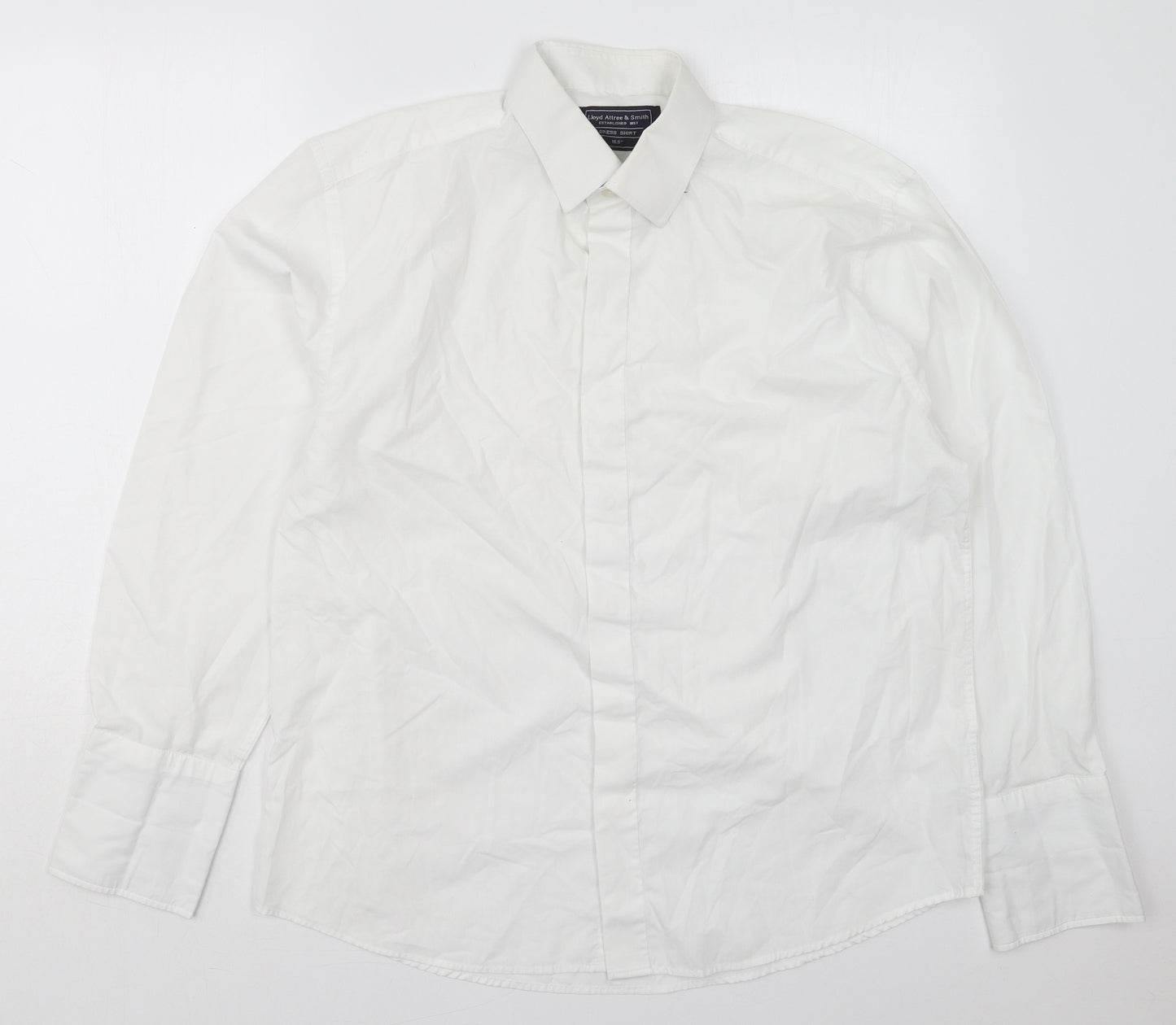 Lloyd Attree Smith Mens White  Polyester  Dress Shirt Size 16.5 Collared Button