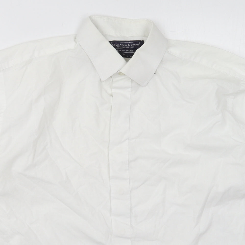 Lloyd Attree Smith Mens White  Polyester  Dress Shirt Size 16.5 Collared Button