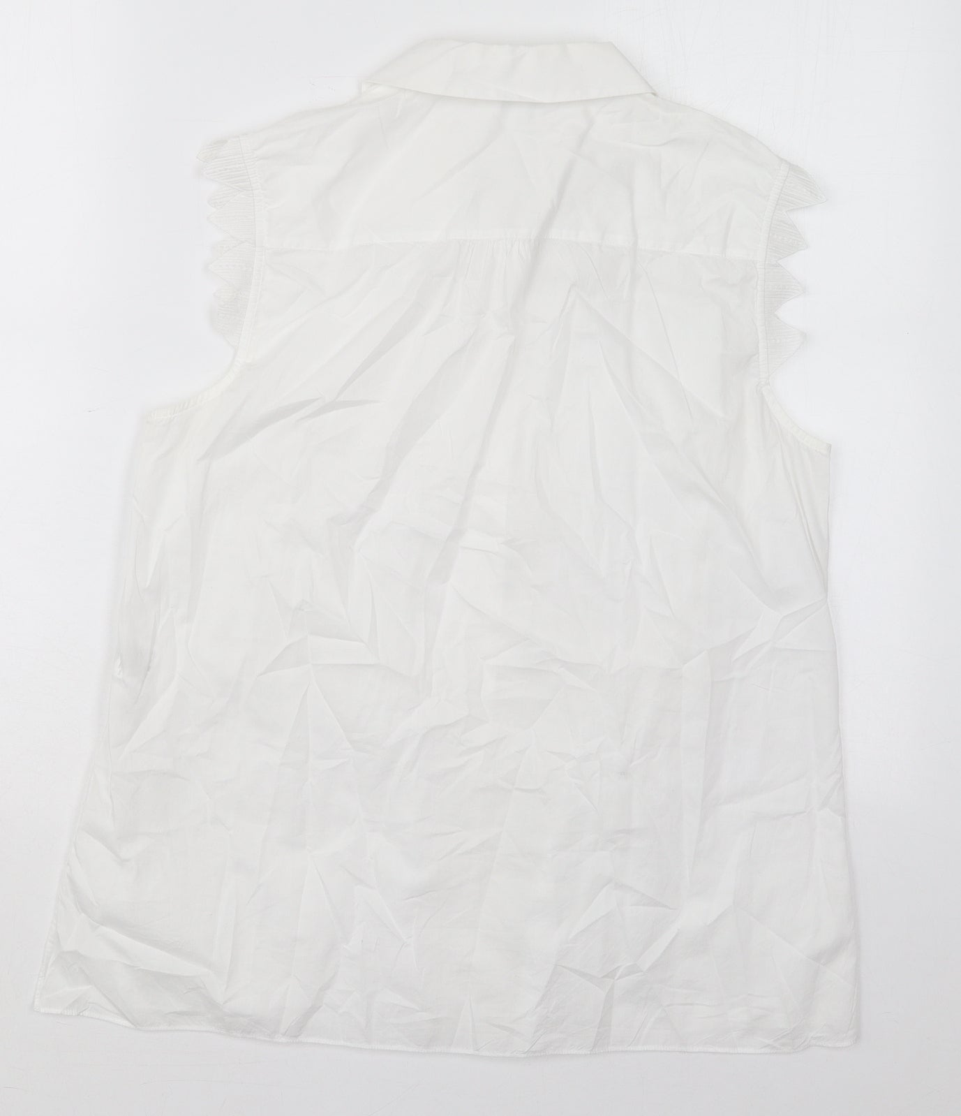 Hobbs Womens White  Cotton Basic Button-Up Size 14 Collared