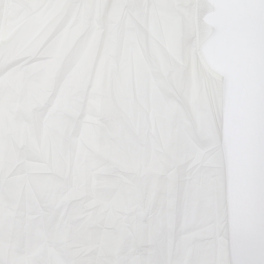 Hobbs Womens White  Cotton Basic Button-Up Size 14 Collared