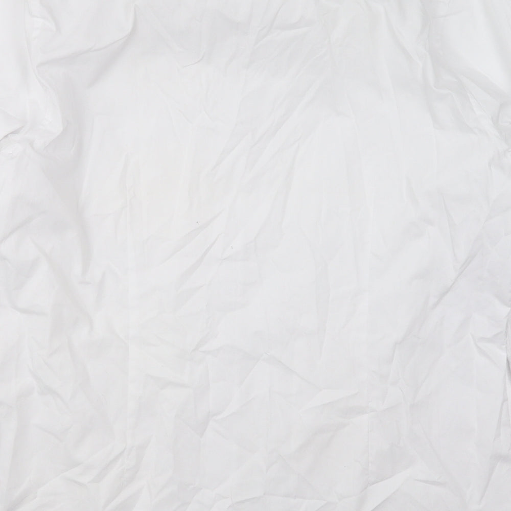 F&F Mens White  Polyester  Dress Shirt Size 16 Collared Button