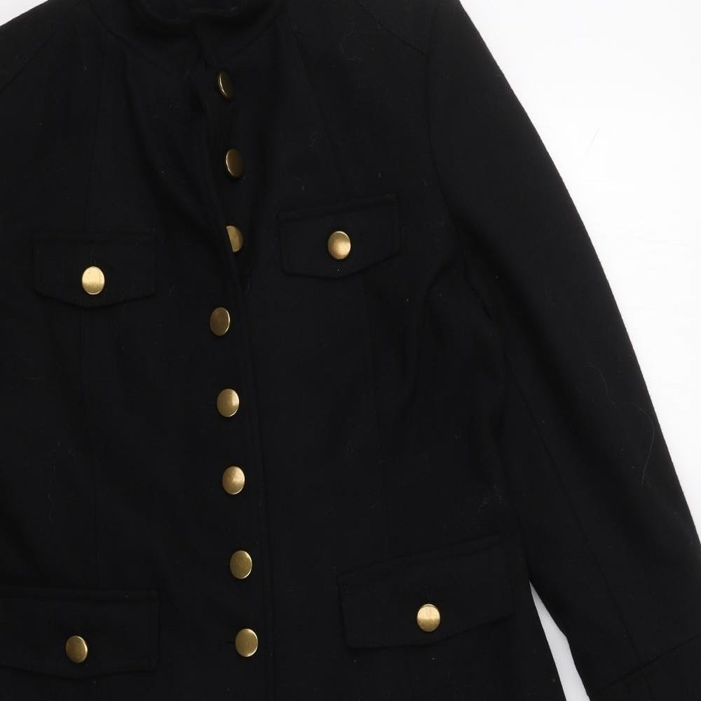 Dorothy Perkins Womens Black   Pea Coat Coat Size 14  Button
