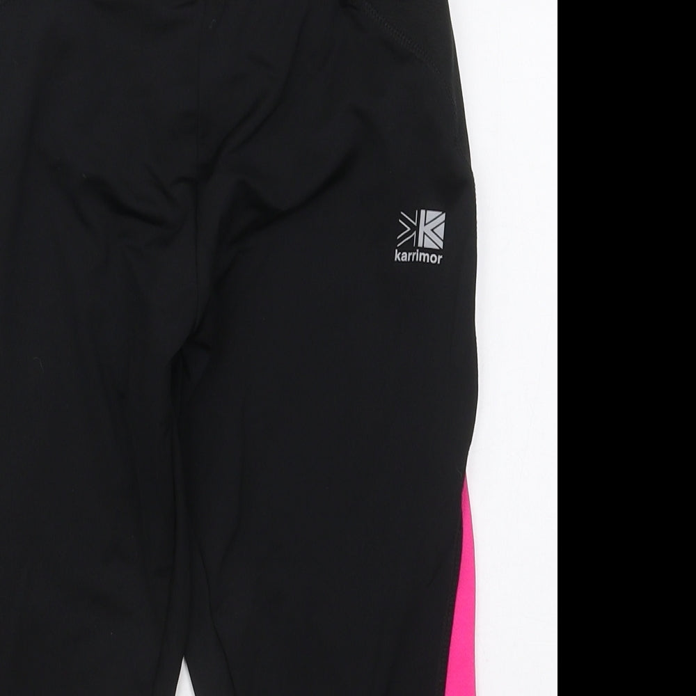 Karrimor Womens Black  Polyester Cropped Leggings Size 8 L17 in Regular Drawstring - Pink