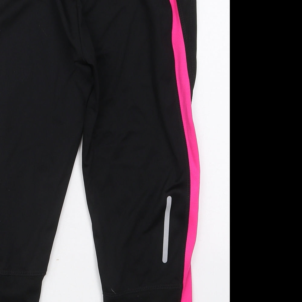 Karrimor Womens Black  Polyester Cropped Leggings Size 8 L17 in Regular Drawstring - Pink