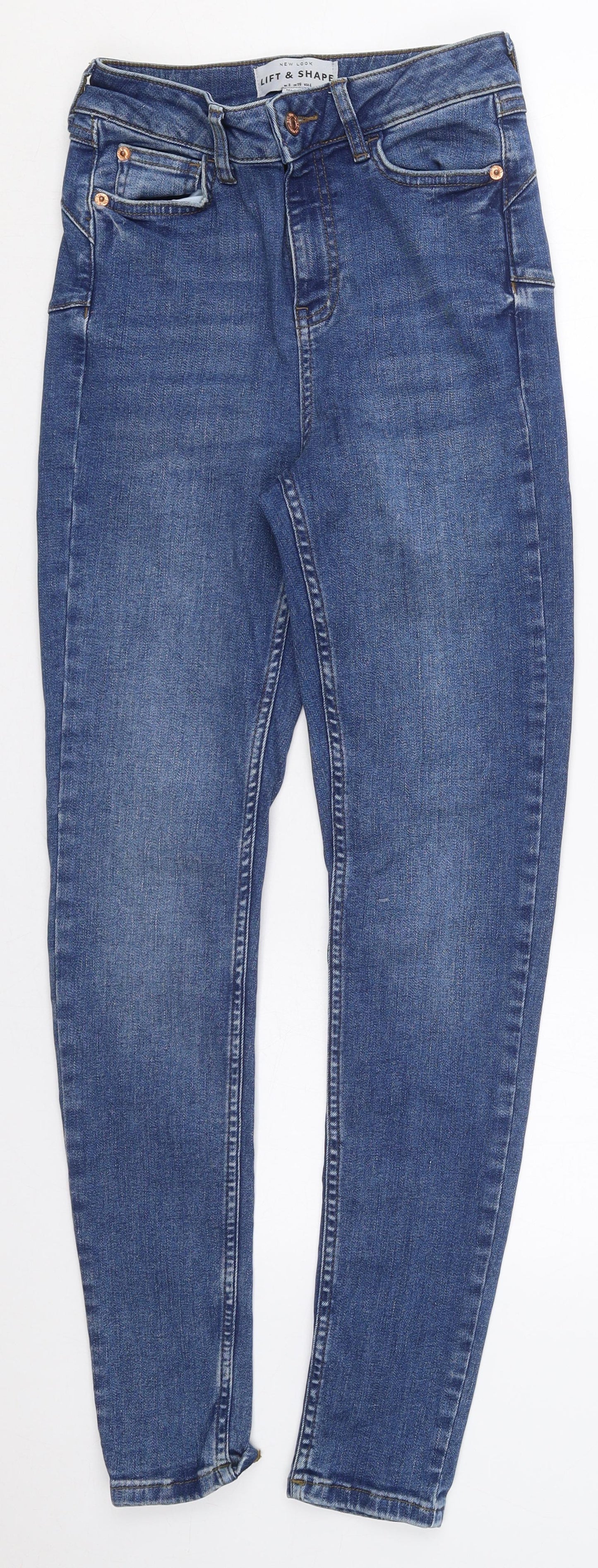 New Look Womens Blue  Cotton Skinny Jeans Size 8 L29 in Regular Button