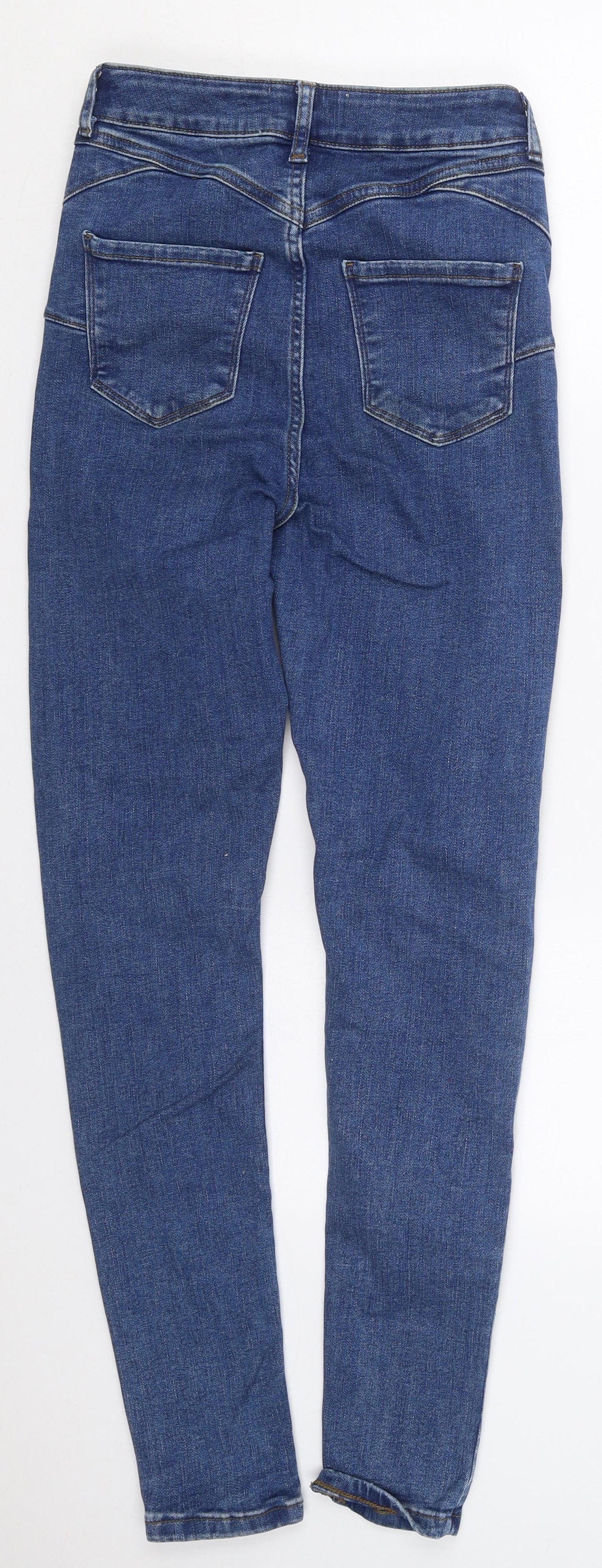New Look Womens Blue  Cotton Skinny Jeans Size 8 L29 in Regular Button