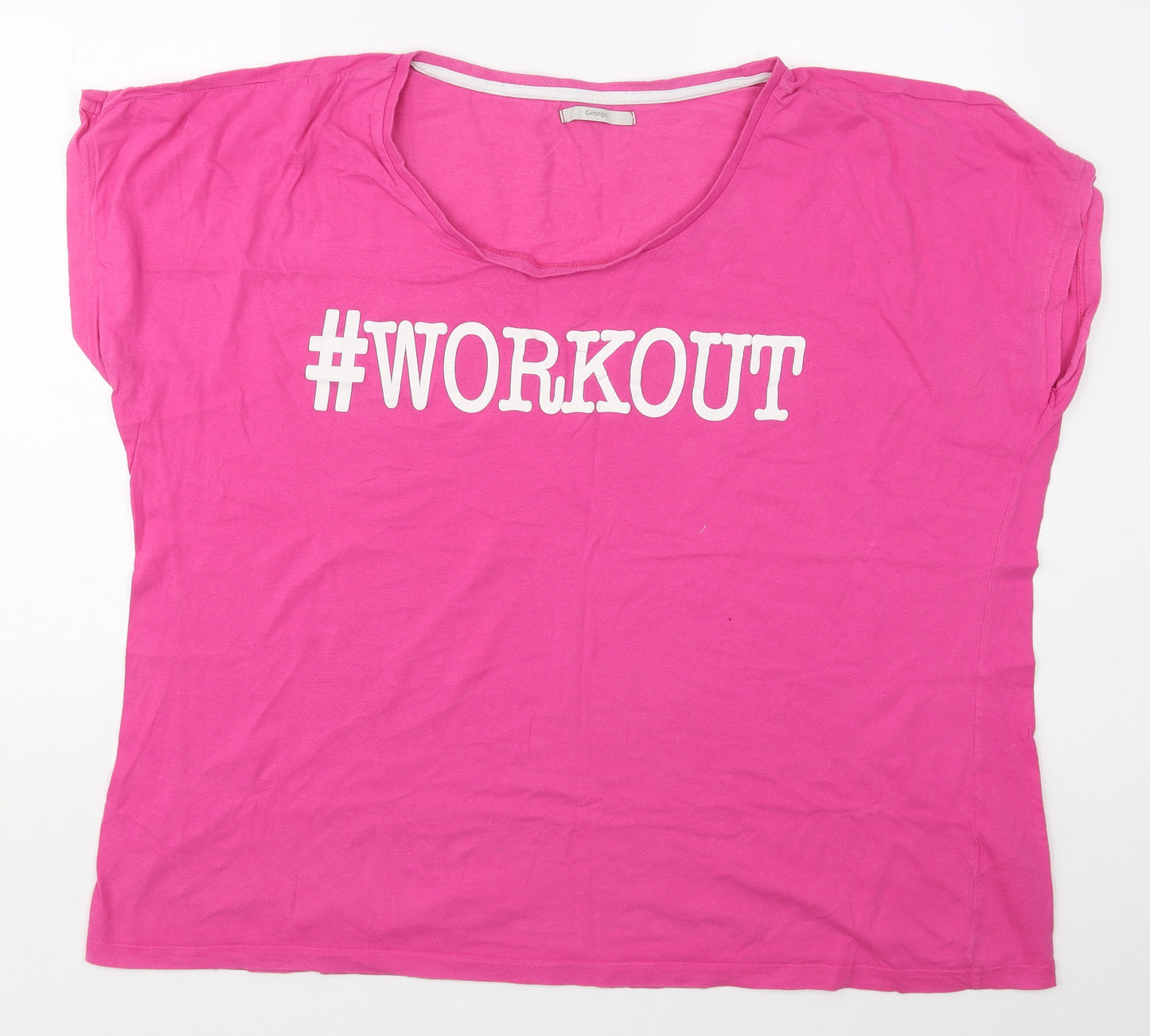 George Womens Pink  Cotton Basic T-Shirt Size 24 Round Neck - Workout