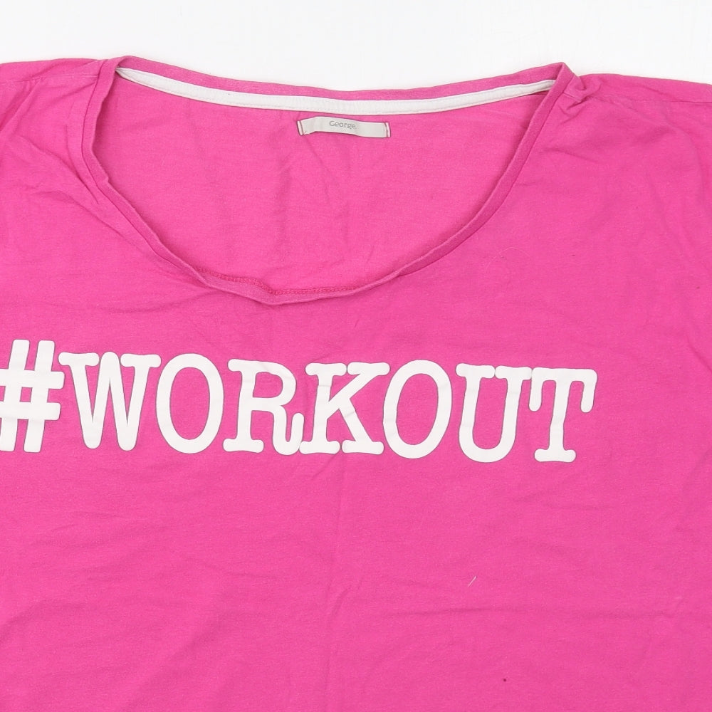 George Womens Pink  Cotton Basic T-Shirt Size 24 Round Neck - Workout