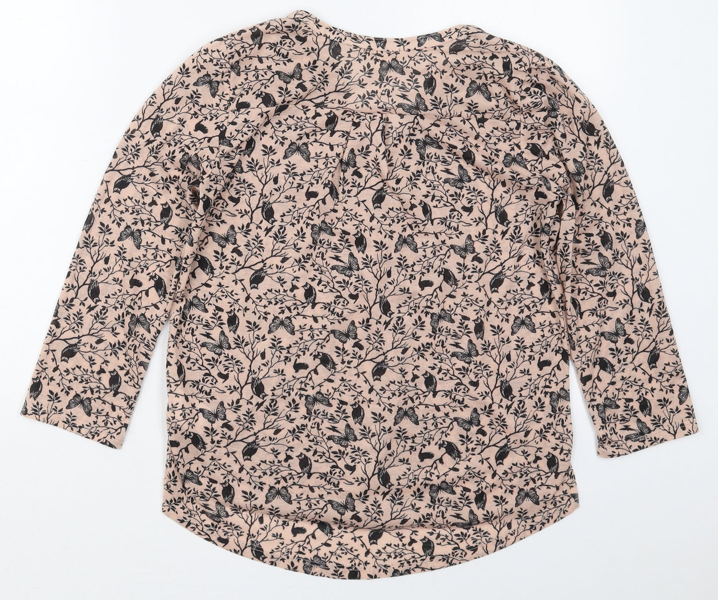 H&M Womens Pink Floral Polyester Basic T-Shirt Size XS V-Neck