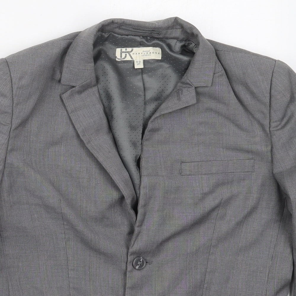 BHS Boys Grey Check  Jacket Blazer Size 11-12 Years  Button