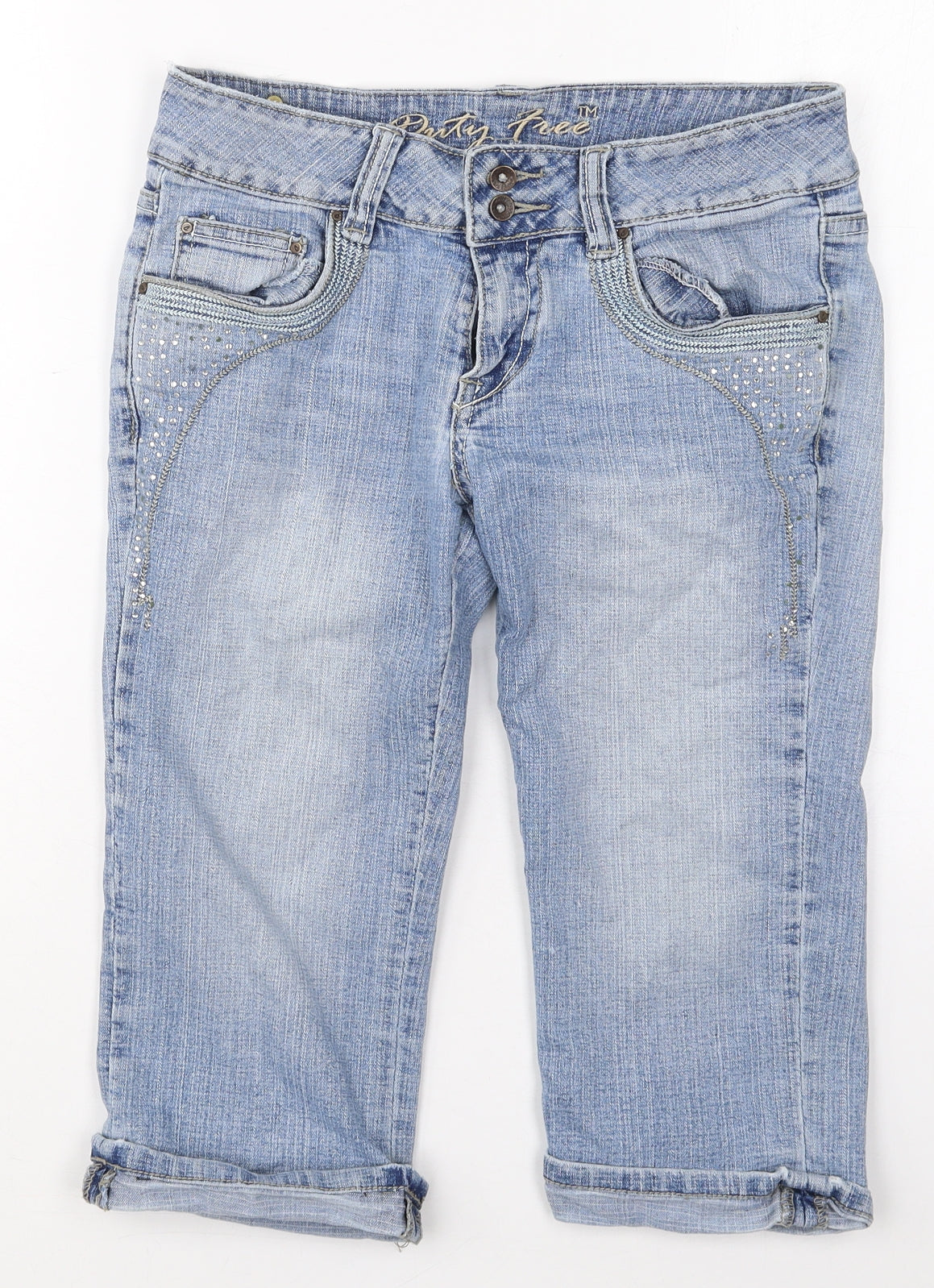 Duty Free Womens Blue  Cotton Cropped Jeans Size 10  Regular Button