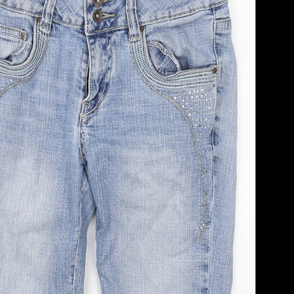 Duty Free Womens Blue  Cotton Cropped Jeans Size 10  Regular Button