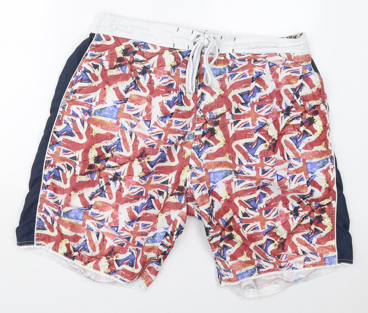 NEXT Mens Red  Polyester Athletic Shorts Size 2XL L8 in Regular Drawstring - Union Jack Swim Shorts
